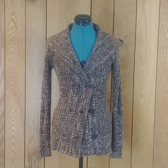 Zoey Beth Sweaters - 💜EUC Marled Brown Double Breasted Knit Cartigan